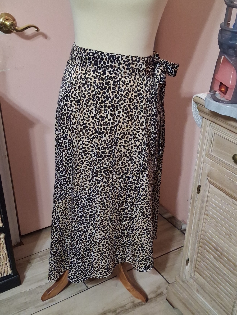 Nine West Leopard Maxi Skirt - Beige & Black